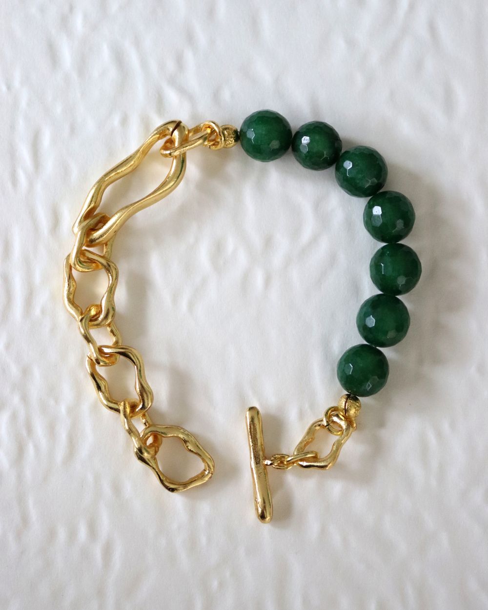 Green Agate Beaded Etta Chain Bracelet | Sustainable Jewellery by Ottoman Hands