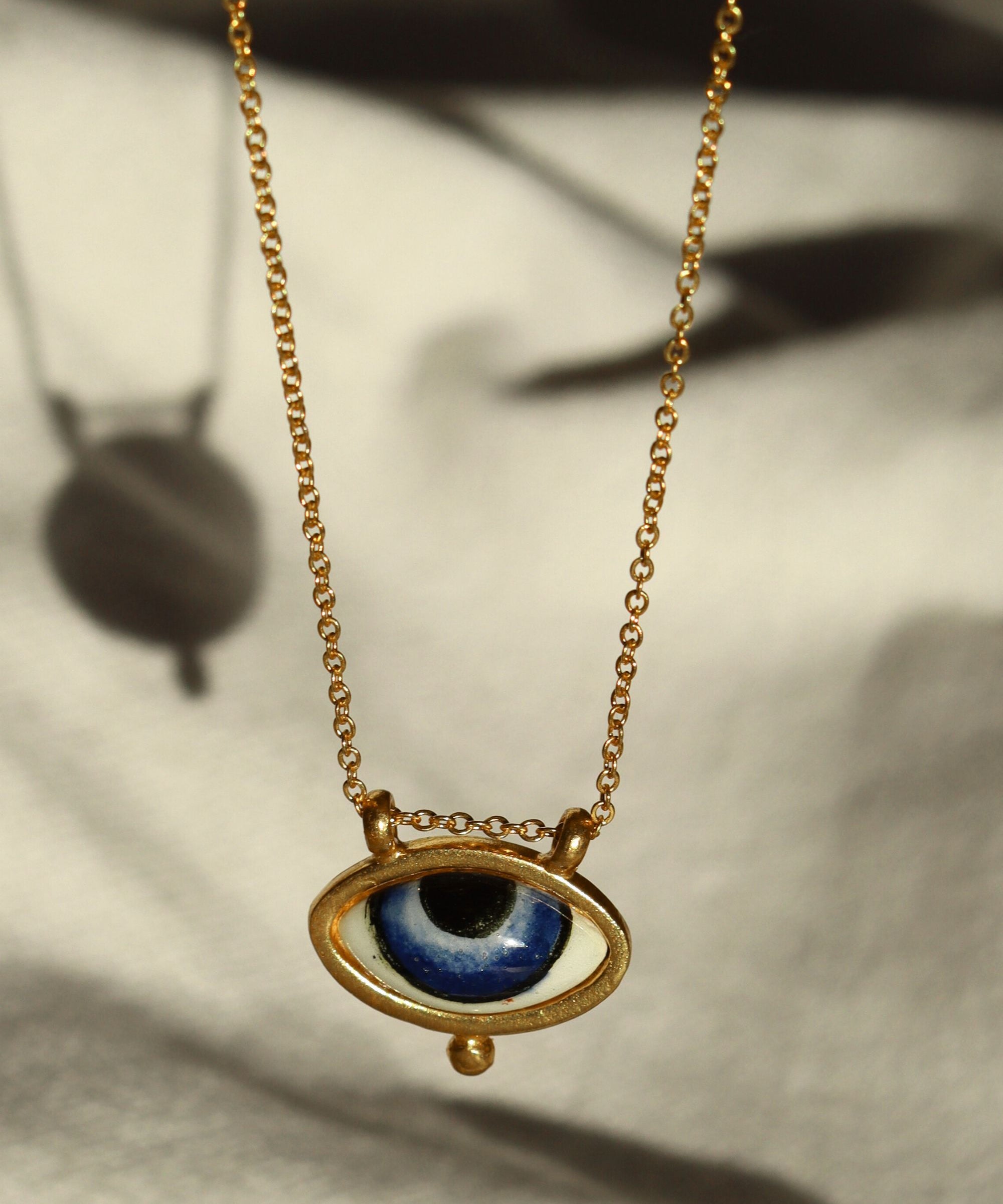 Adira Blue Porcelain Evil Eye Necklace | Sustainable Jewellery by Ottoman Hands