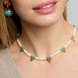 Amelie Pearl and Turquoise Beaded Necklace
