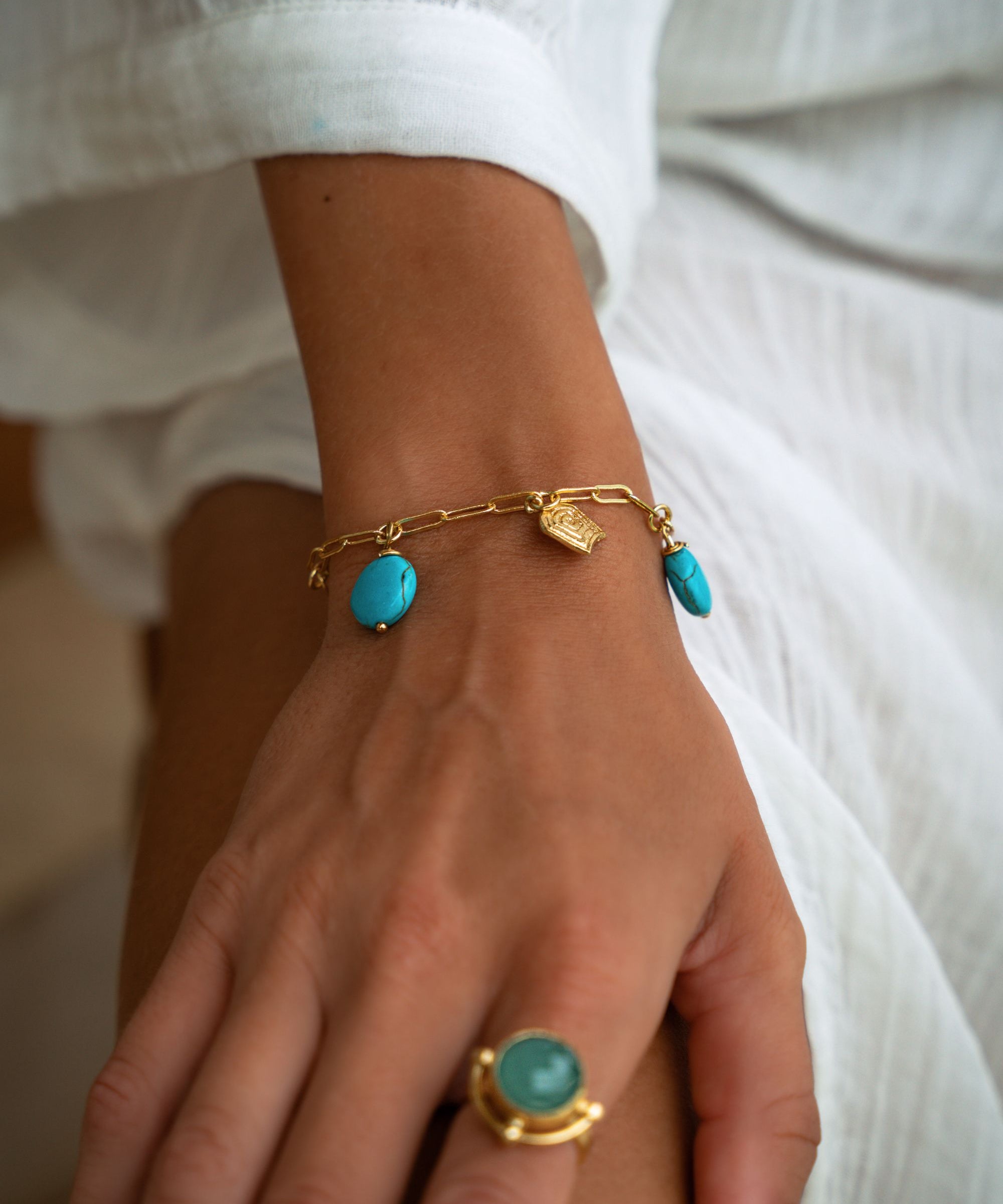 Amore Turquoise Charm Chain Bracelet | Sustainable Jewellery by Ottoman Hands