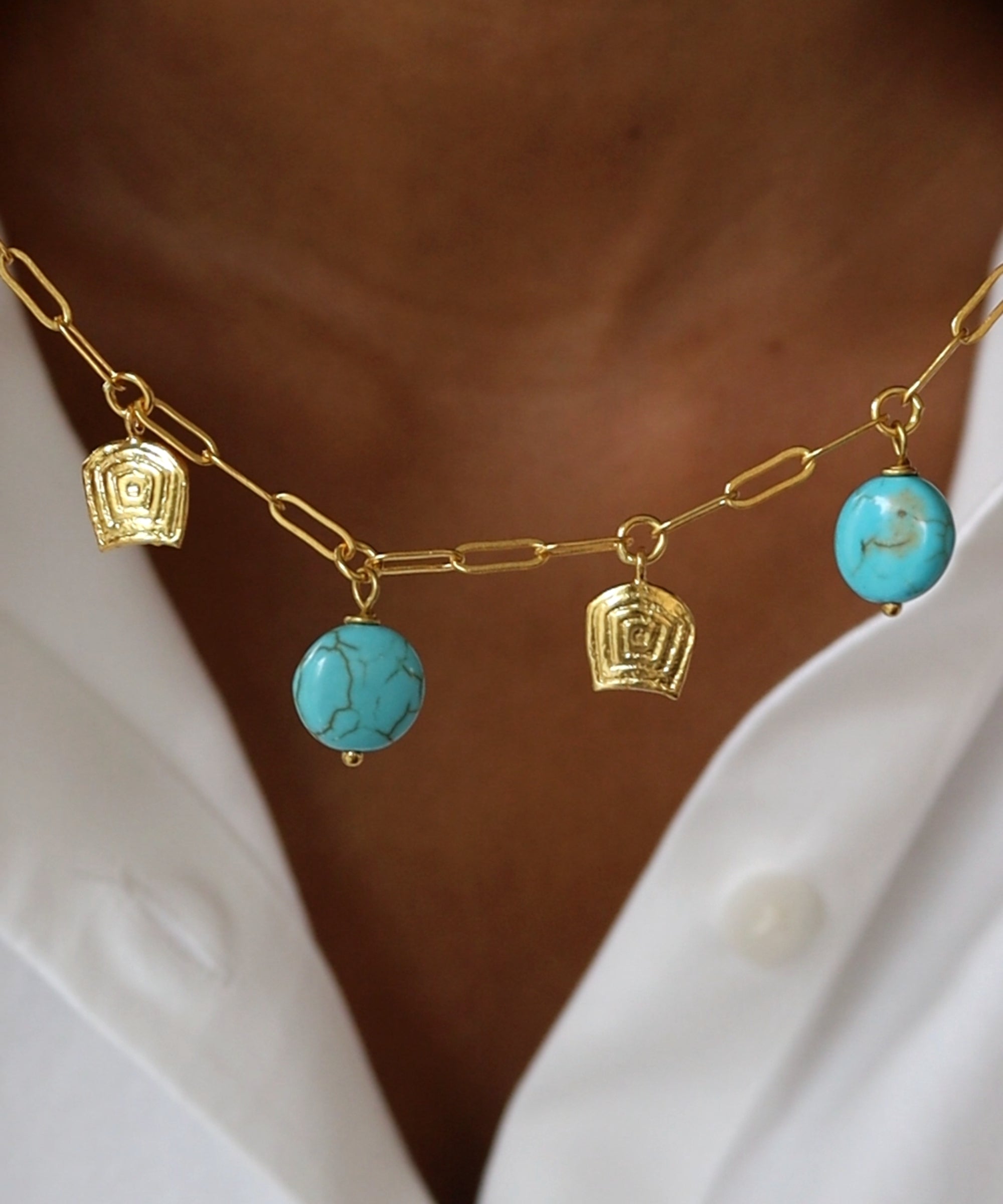 Amore Turquoise Charm Chain Necklace | Sustainable Jewellery by Ottoman Hands