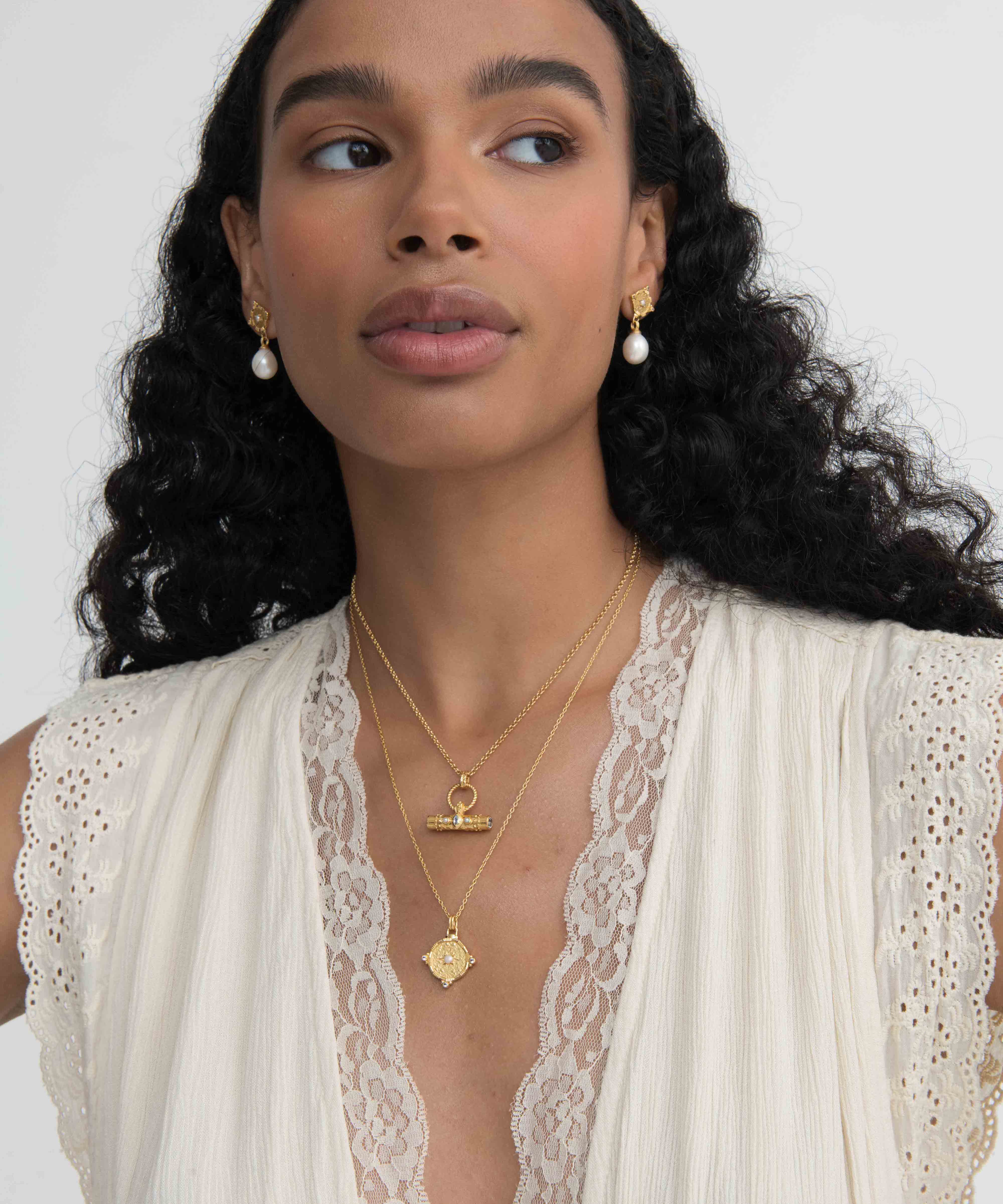 Amulet T-Bar Marquise Labradorite Necklace | Sustainable Jewellery by Ottoman Hands