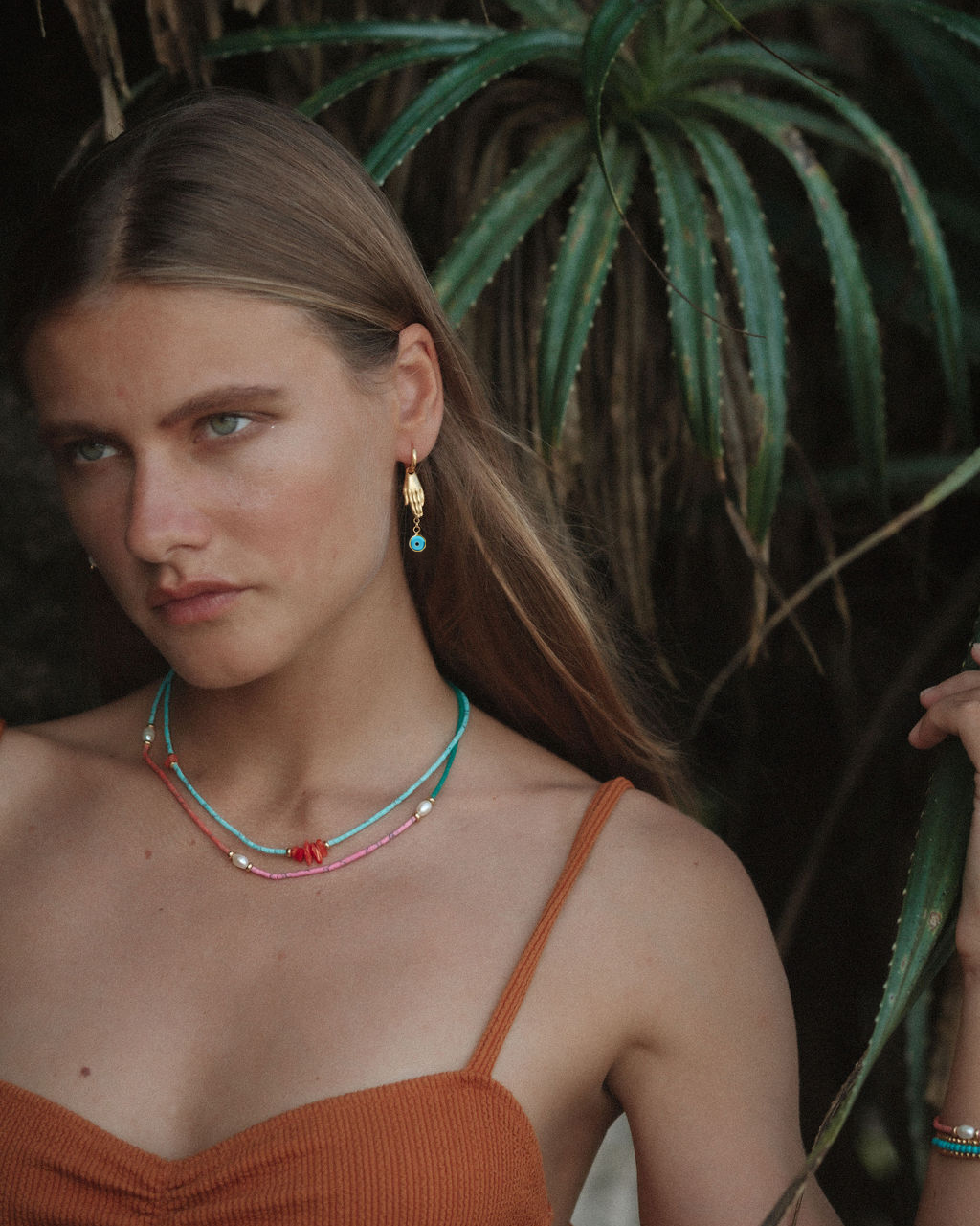 Angelica Hand and Evil Eye Huggie Earrings | Sustainable Jewellery by Ottoman Hands