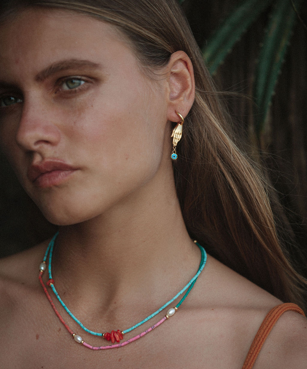 Angelica Hand and Evil Eye Huggie Earrings | Sustainable Jewellery by Ottoman Hands