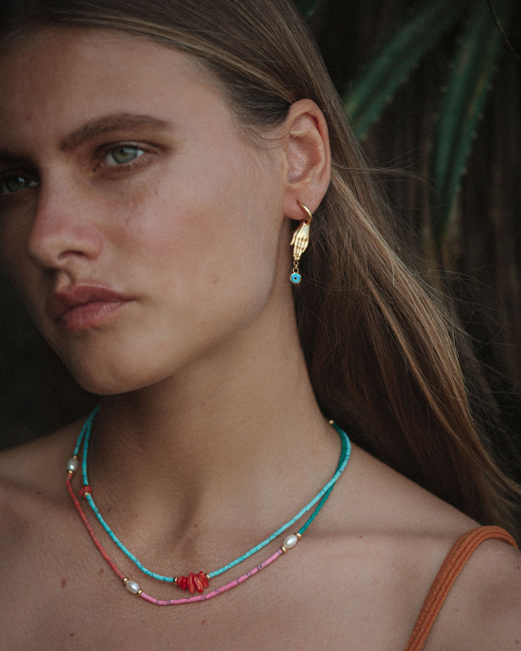 Angelica Hand and Evil Eye Huggie Earrings | Sustainable Jewellery by Ottoman Hands