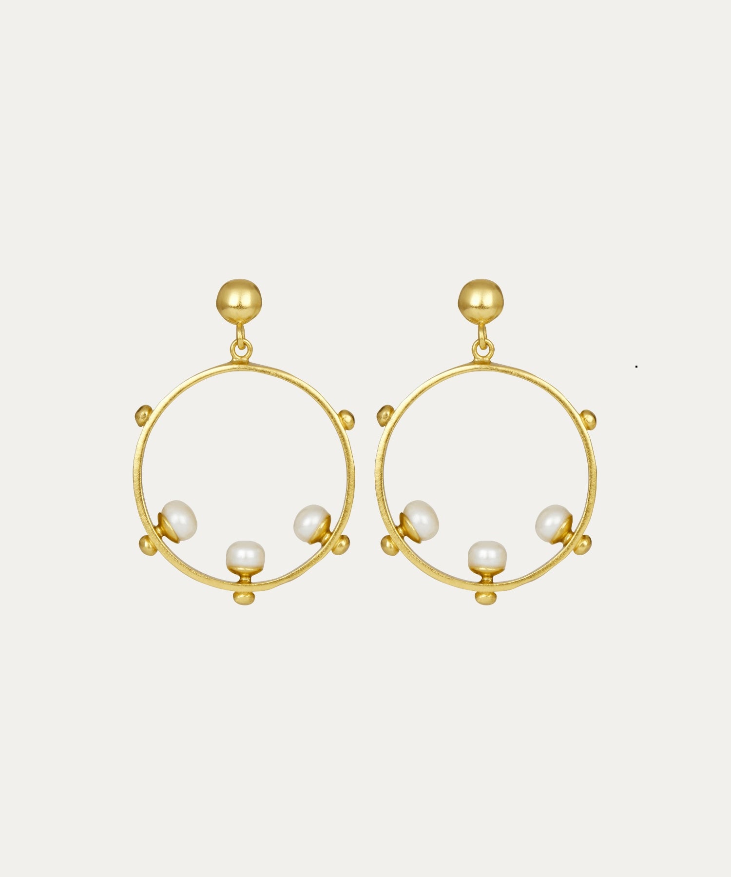 Aristea Pearl and Gold Bead Hoop Earrings | Sustainable Jewellery by Ottoman Hands