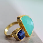 Avery Lapis and Aqua Chalcedony Cocktail Ring | Sustainable Jewellery by Ottoman Hands