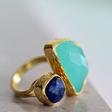 Avery Lapis and Aqua Chalcedony Cocktail Ring | Sustainable Jewellery by Ottoman Hands
