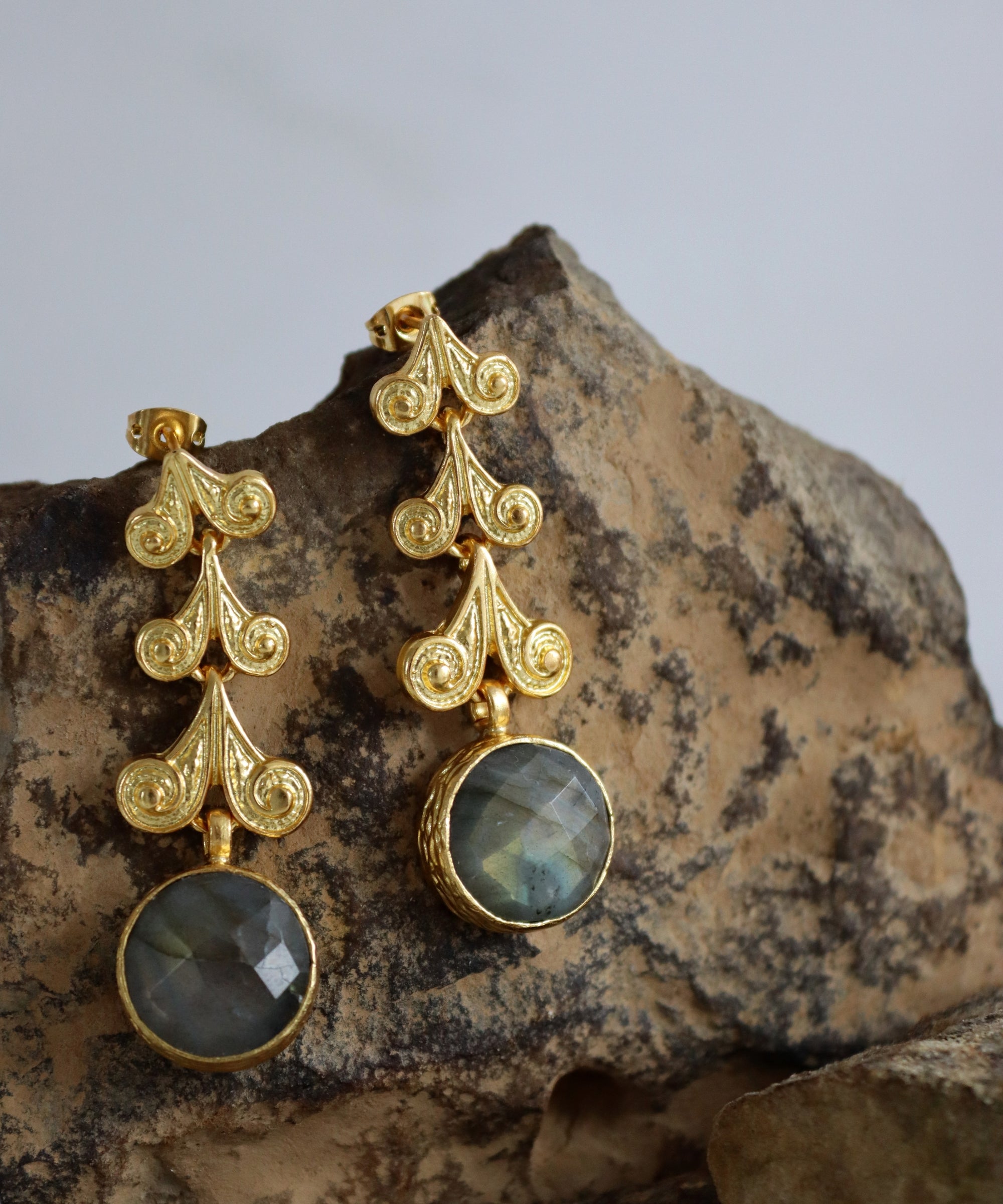 Avra Labradorite Drop Earrings | Sustainable Jewellery by Ottoman Hands