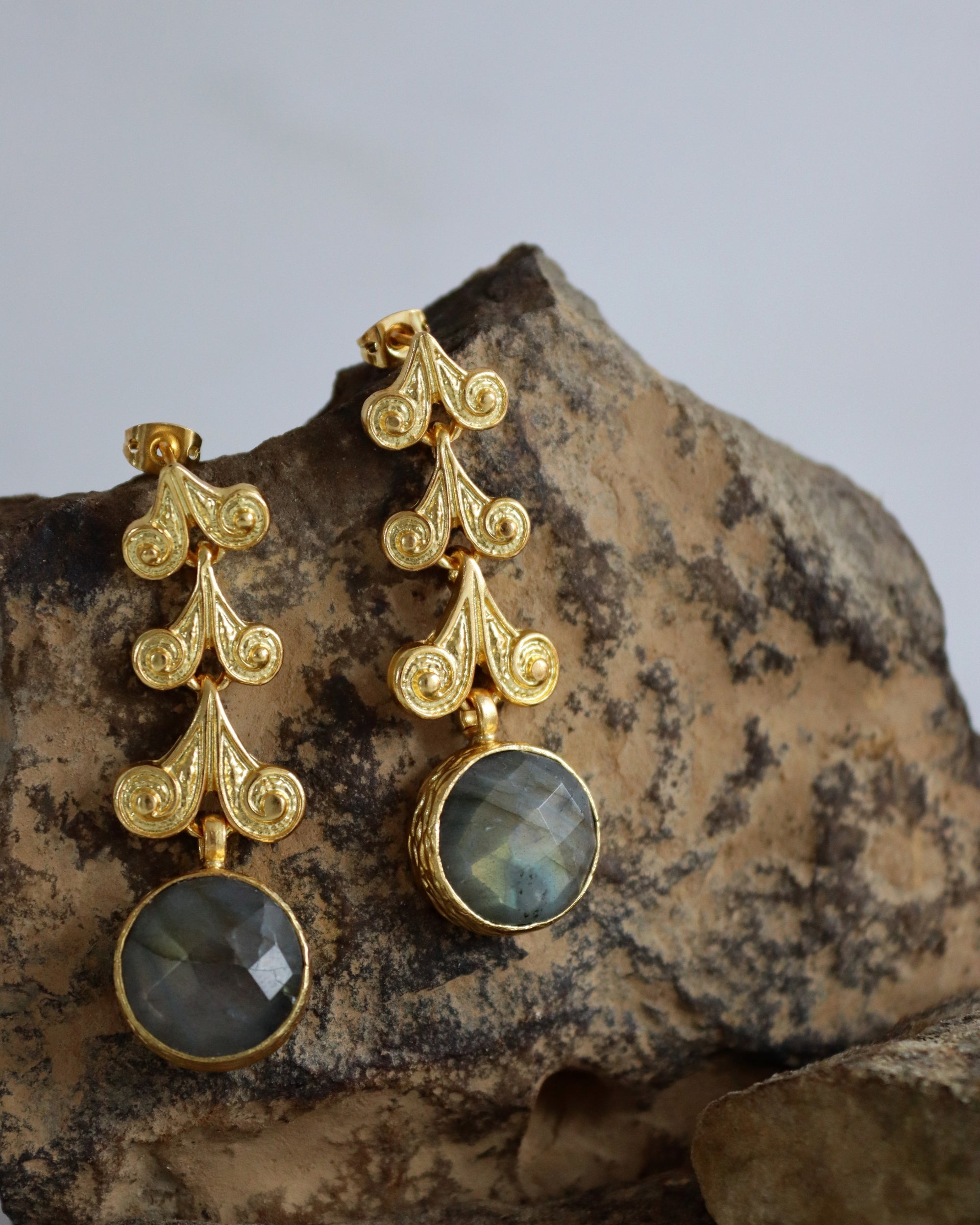 Avra Labradorite Drop Earrings | Sustainable Jewellery by Ottoman Hands