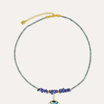 Adira Blue Porcelain Evil Eye Beaded Necklace | Sustainable Jewellery by Ottoman Hands