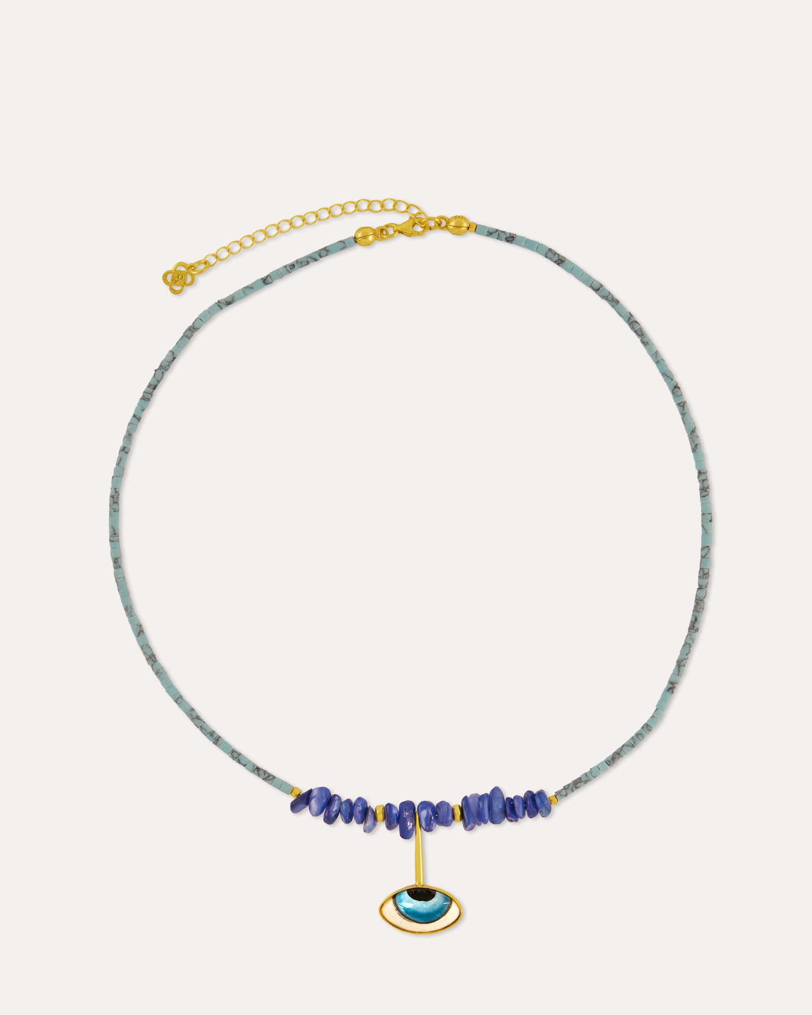 Adira Blue Porcelain Evil Eye Beaded Necklace | Sustainable Jewellery by Ottoman Hands