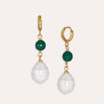 Dawn Emerald and Pearl Huggie Earrings | Sustainable Jewellery by Ottoman Hands