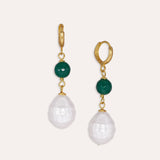 Dawn Emerald and Pearl Huggie Earrings | Sustainable Jewellery by Ottoman Hands