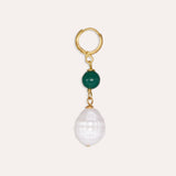 Dawn Emerald and Pearl Huggie Earrings | Sustainable Jewellery by Ottoman Hands