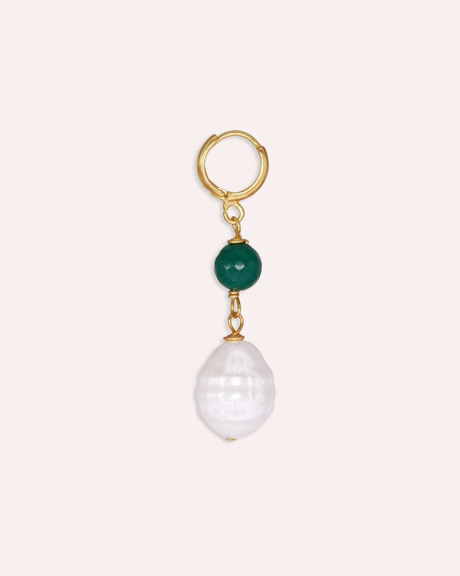 Dawn Emerald and Pearl Huggie Earrings | Sustainable Jewellery by Ottoman Hands