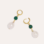 Dawn Emerald and Pearl Huggie Earrings | Sustainable Jewellery by Ottoman Hands