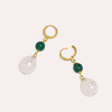 Dawn Emerald and Pearl Huggie Earrings | Sustainable Jewellery by Ottoman Hands