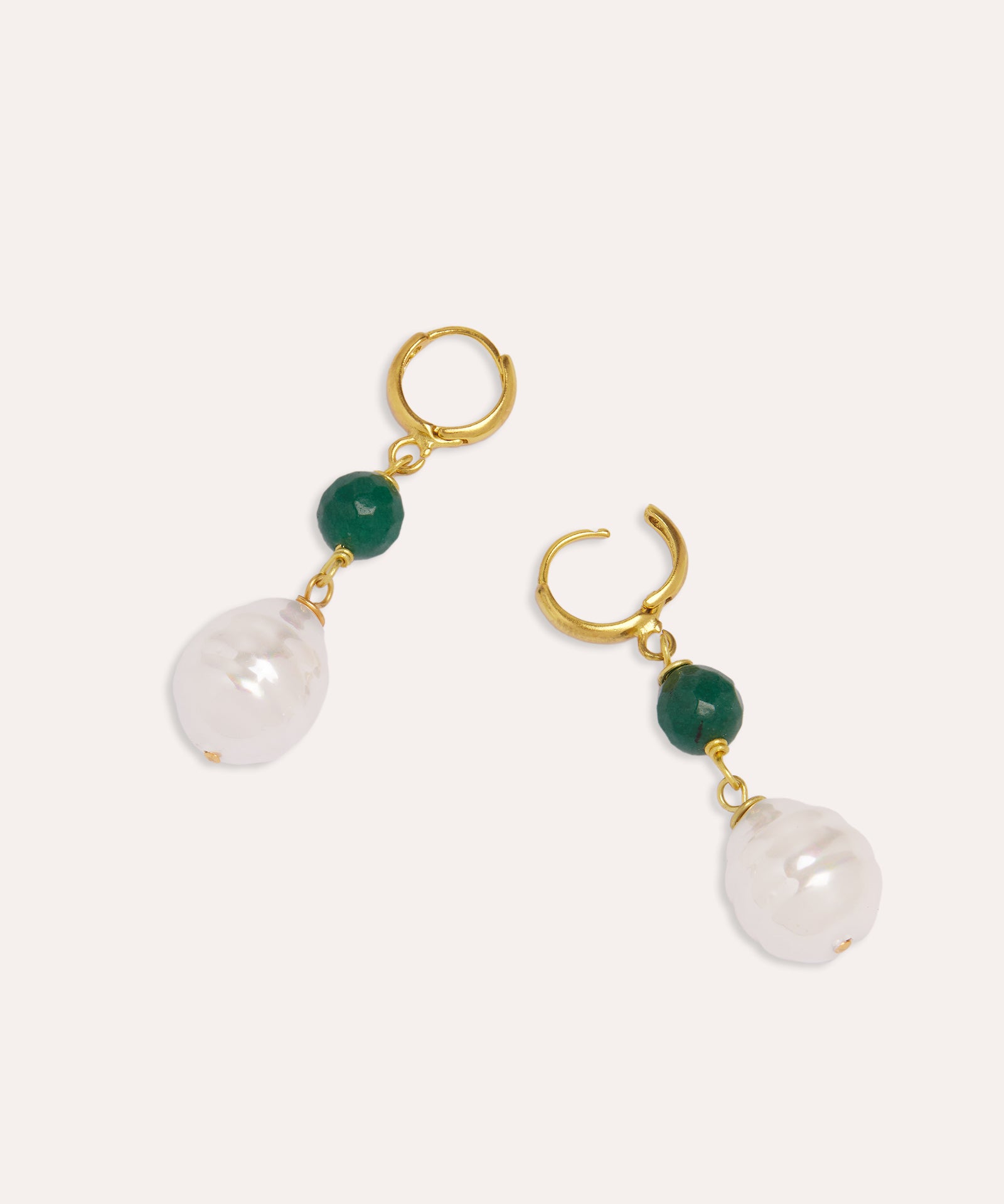 Dawn Emerald and Pearl Huggie Earrings | Sustainable Jewellery by Ottoman Hands