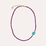 Felice Purple Jade and Turquoise Beaded Necklace | Sustainable Jewellery by Ottoman Hands