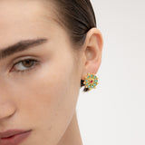 Marigold Turquoise and Red Agate Beaded Stud Earrings