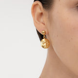 Moon Face Gold Drop Earrings