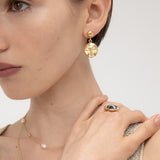 Moon Face Gold Drop Earrings