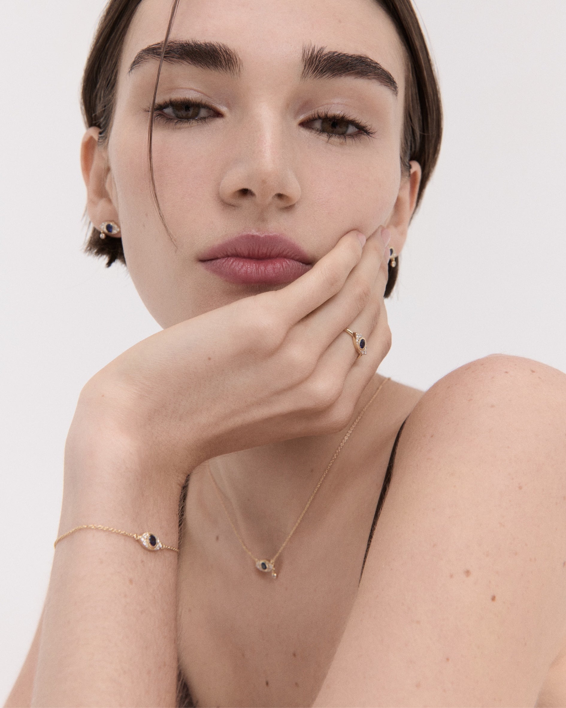 Diamond Evil Eye Solid Gold Chain Bracelet | Ottoman Hands Jewellery