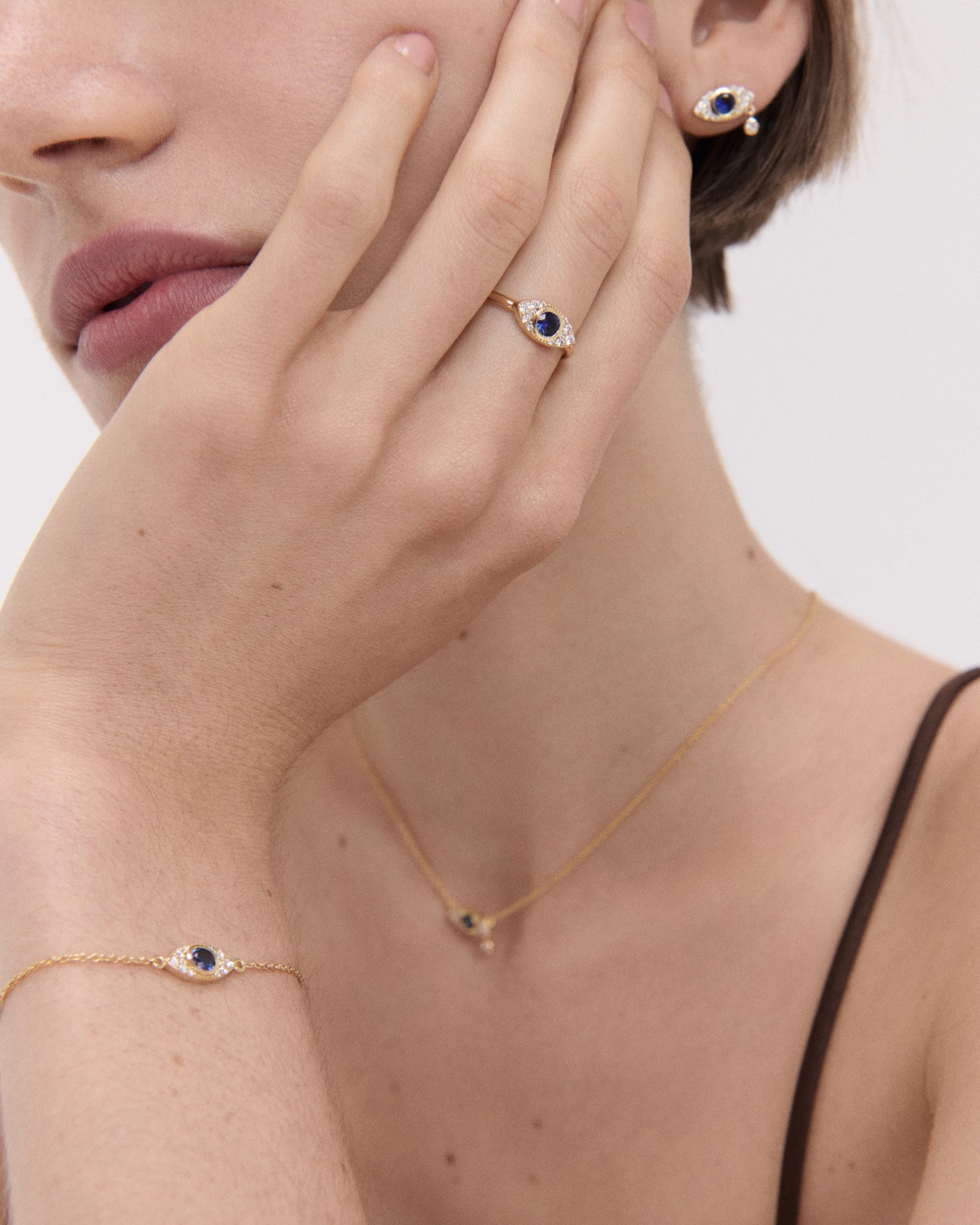 Diamond Evil Eye Solid Gold Chain Bracelet | Ottoman Hands Jewellery