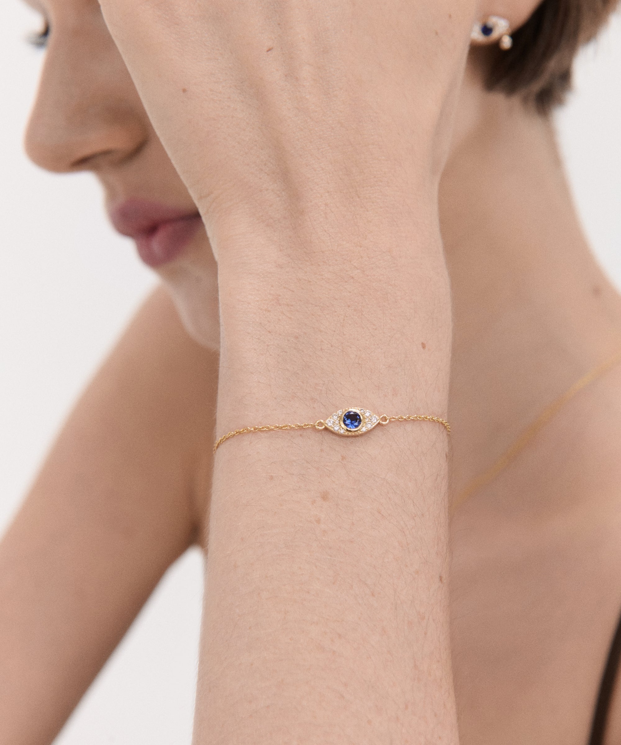 Diamond Evil Eye Solid Gold Chain Bracelet | Ottoman Hands Jewellery