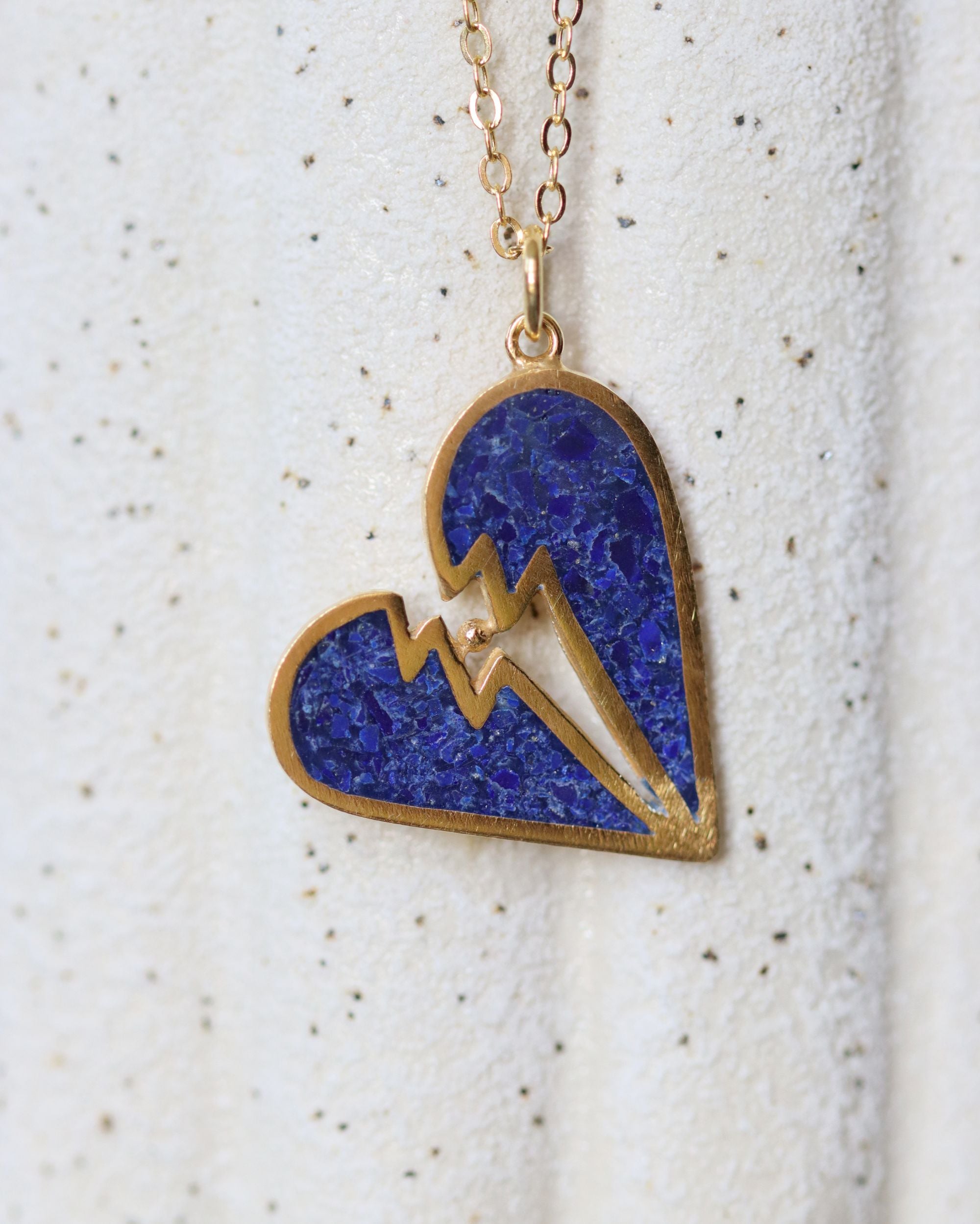 Broken Heart Lapis Pendant Necklace | Sustainable Jewellery by Ottoman Hands