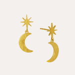 Moon and Star Drop Stud Earrings | Sustainable Jewellery by Ottoman Hands