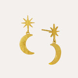 Moon and Star Drop Stud Earrings | Sustainable Jewellery by Ottoman Hands