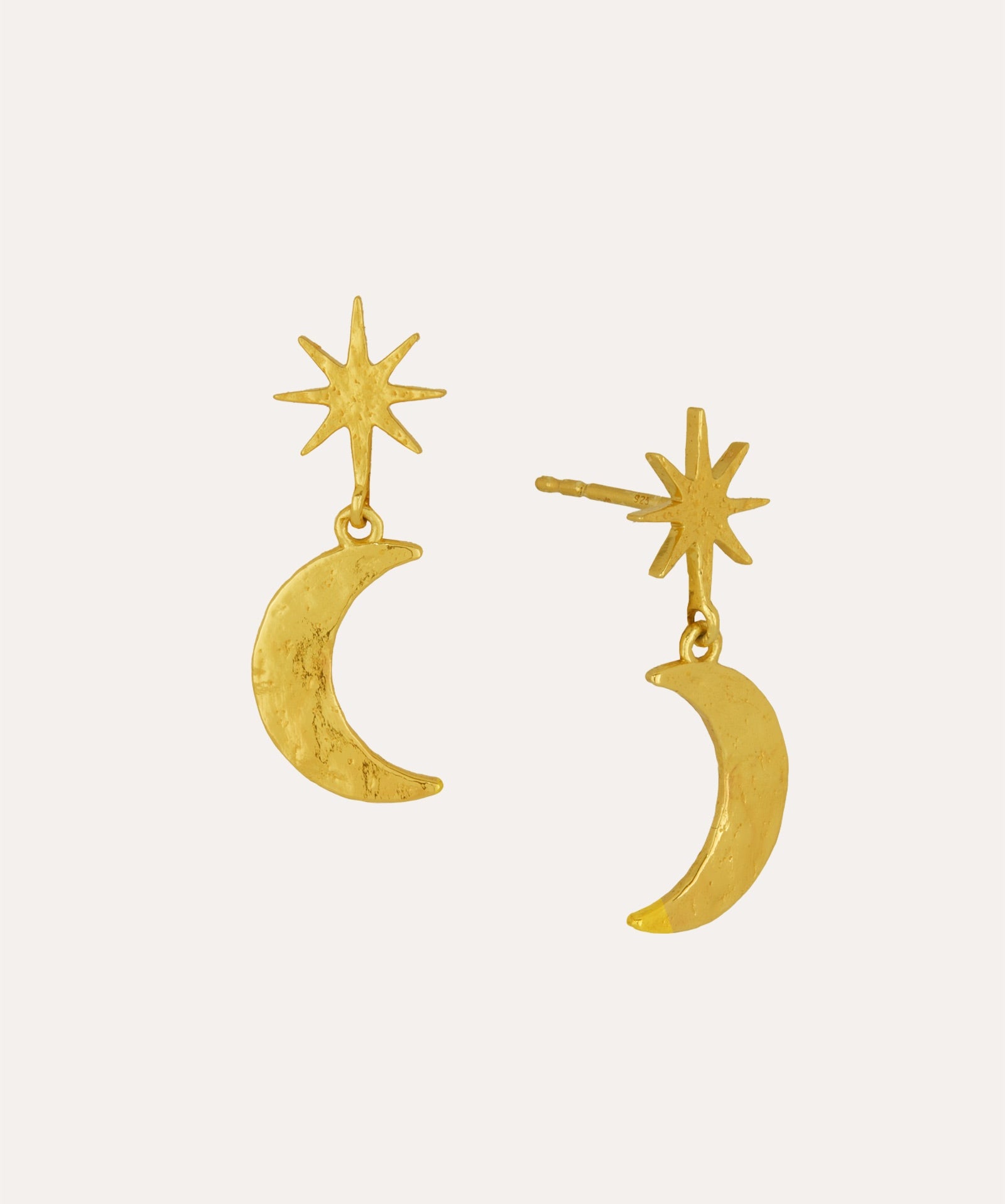 Moon and Star Drop Stud Earrings | Sustainable Jewellery by Ottoman Hands