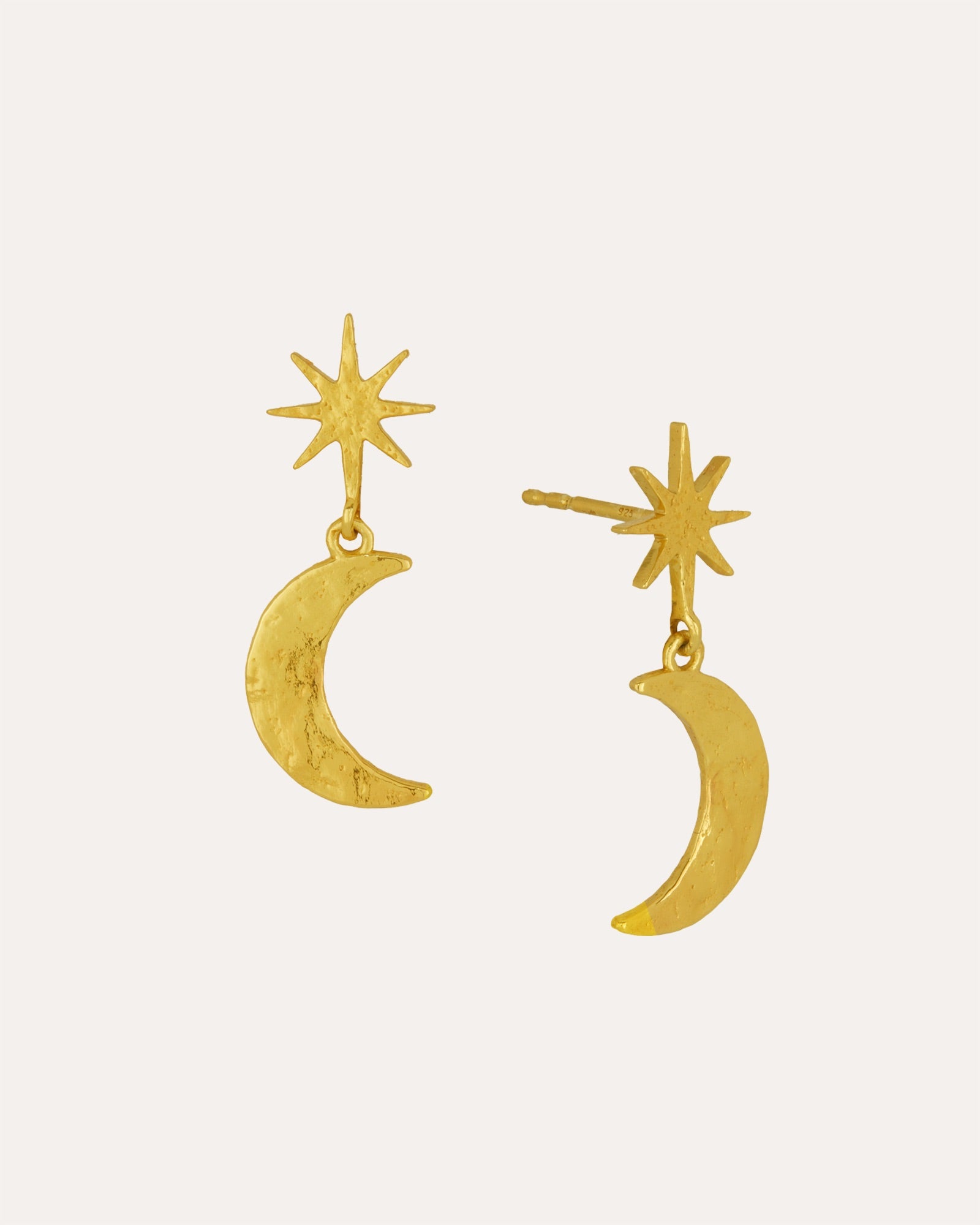 Moon and Star Drop Stud Earrings | Sustainable Jewellery by Ottoman Hands
