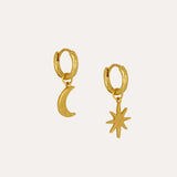 Moon and Star Huggie Earrings | Sustainable Jewellery by Ottoman Hands