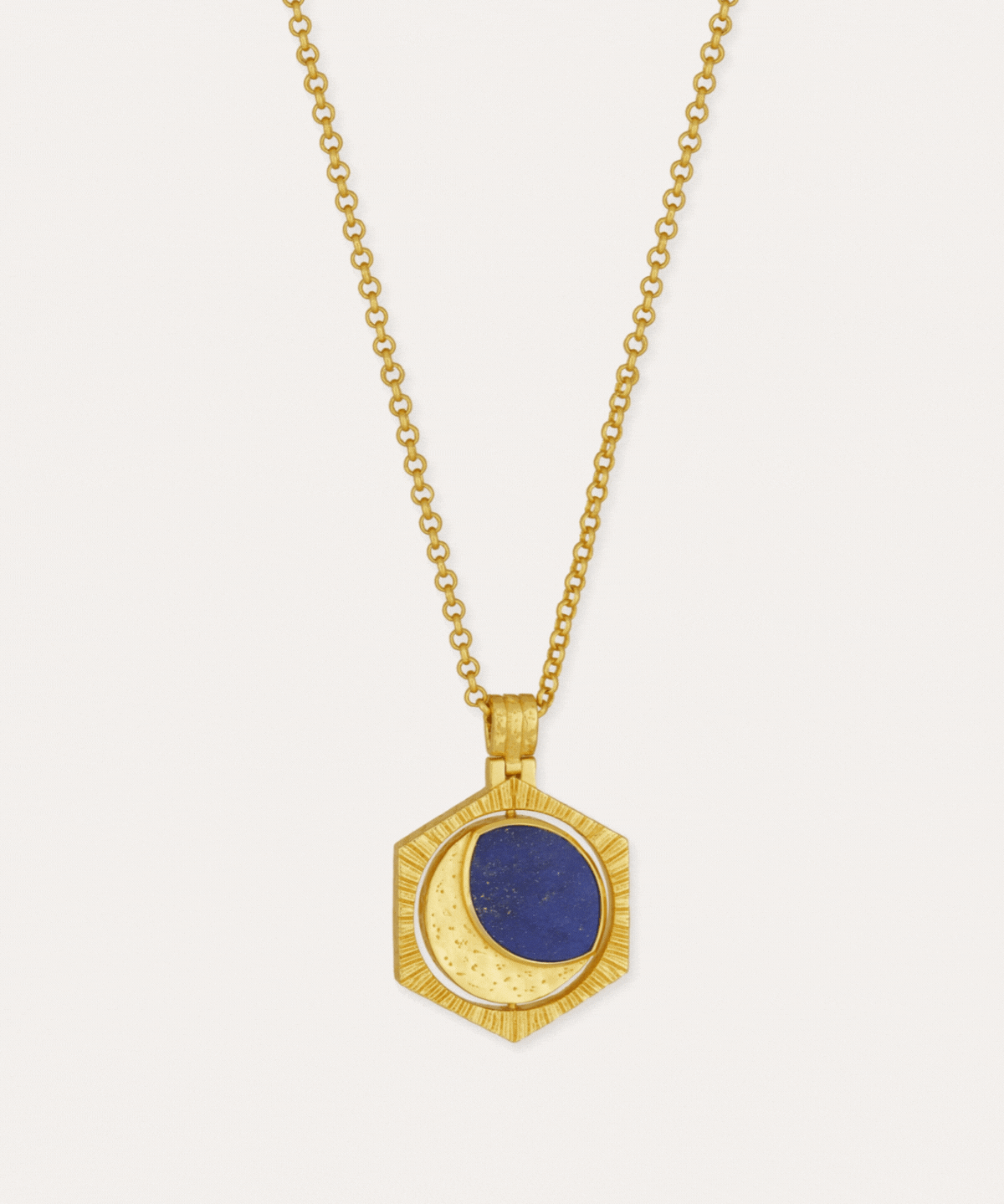Lapis Moon Rotating Pendant Necklace | Sustainable Jewellery by Ottoman Hands