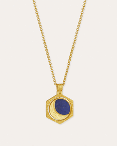 Lapis Moon Rotating Pendant Necklace | Sustainable Jewellery by Ottoman Hands
