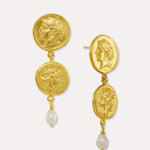 Odella Gold and Pearl Drop Stud Earrings | Sustainable Jewellery by Ottoman Hands