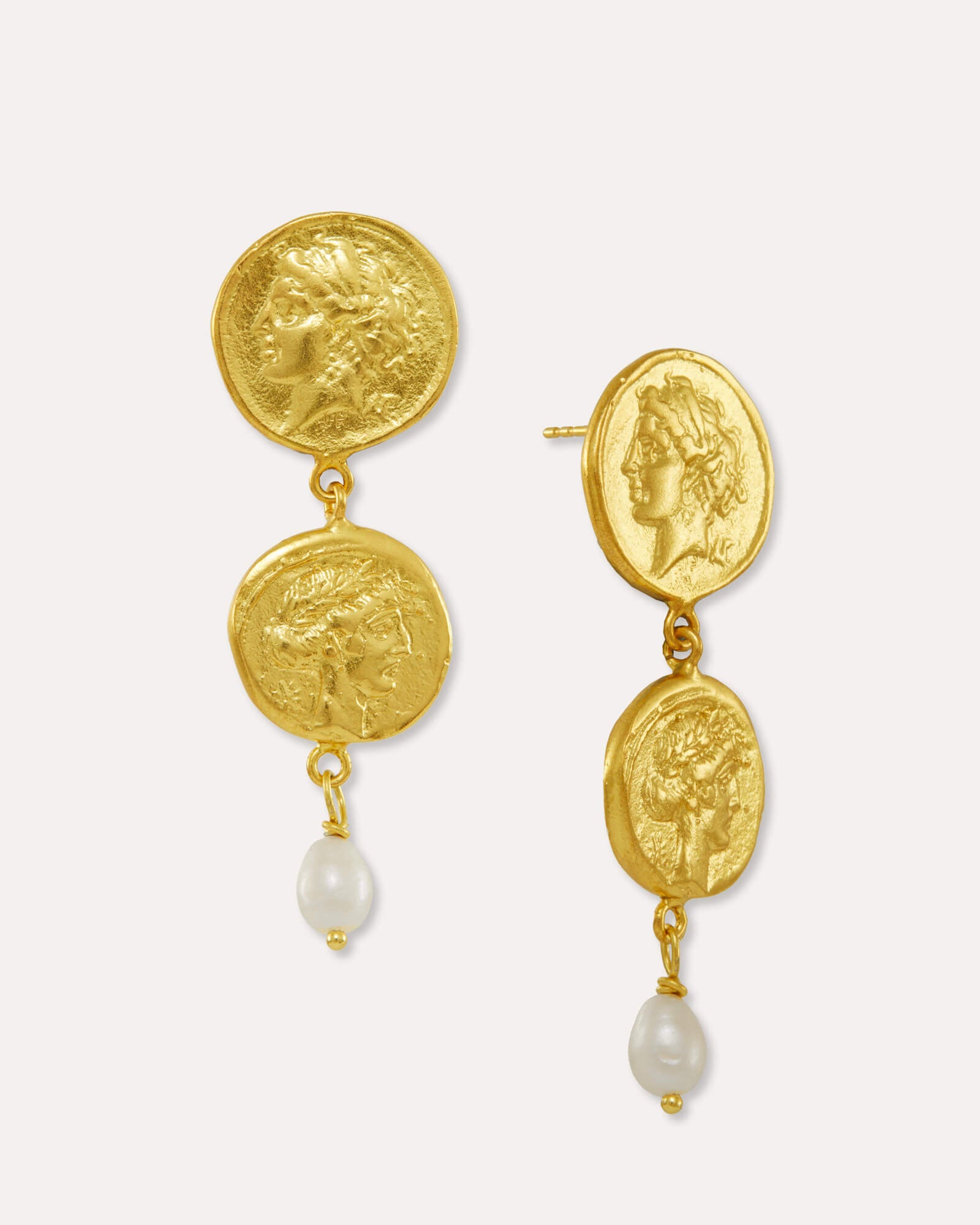 Odella Gold and Pearl Drop Stud Earrings | Sustainable Jewellery by Ottoman Hands