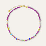 Children's Clara Evil Eye Beaded Purple Jade Necklace | Sustainable Jewellery by Ottoman Hands