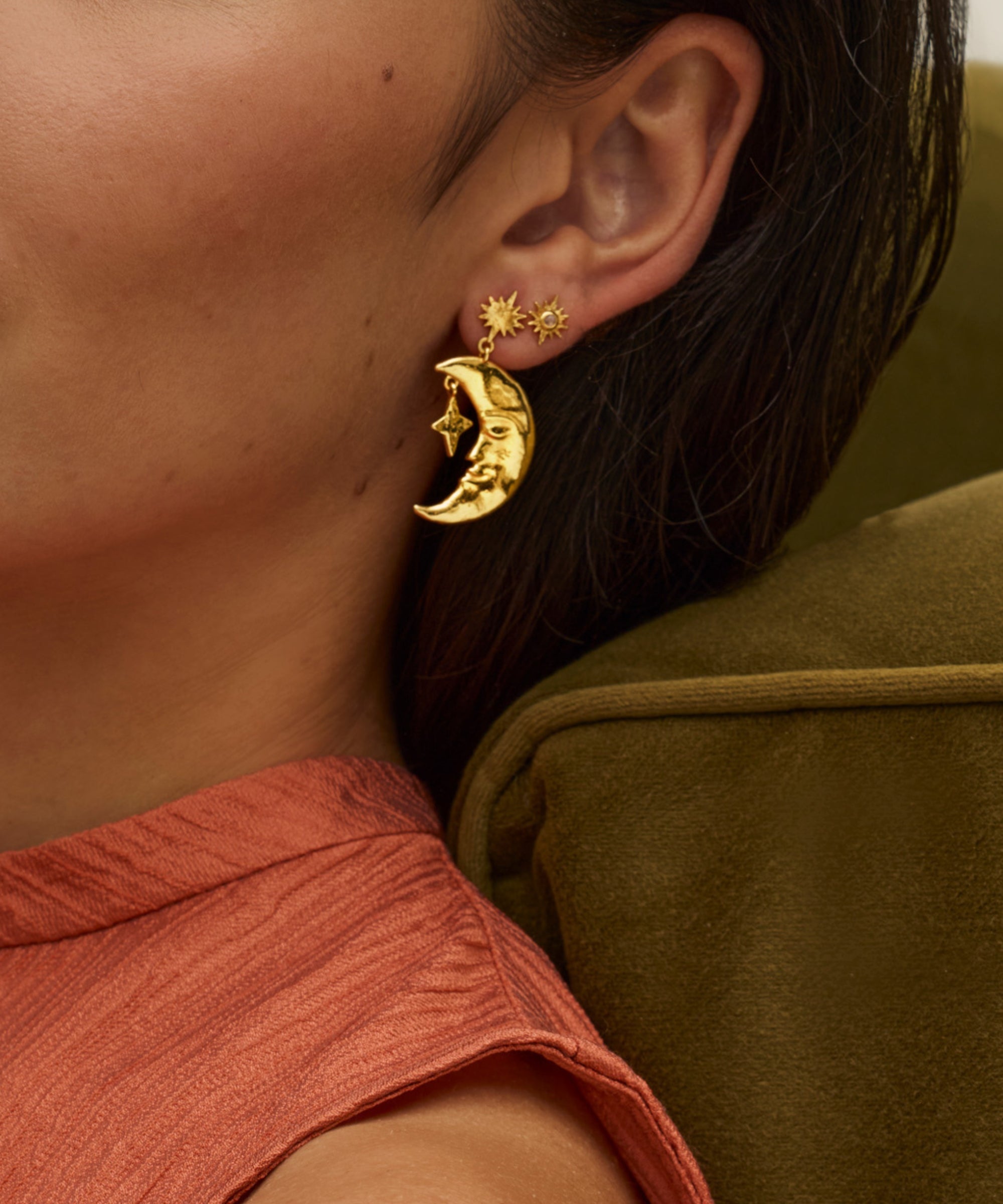 Crescent Moon Drop Earrings | Sustainable Jewellery by Ottoman Hands