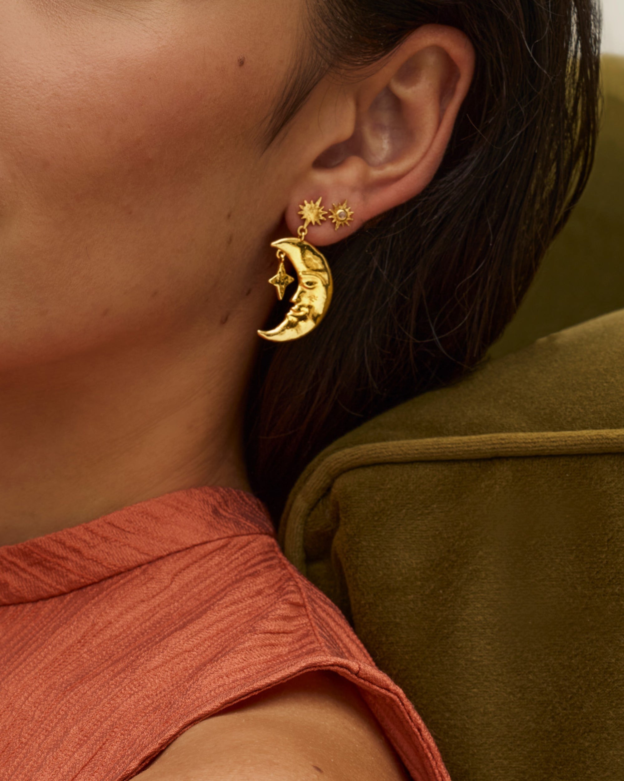 Crescent Moon Drop Earrings | Sustainable Jewellery by Ottoman Hands