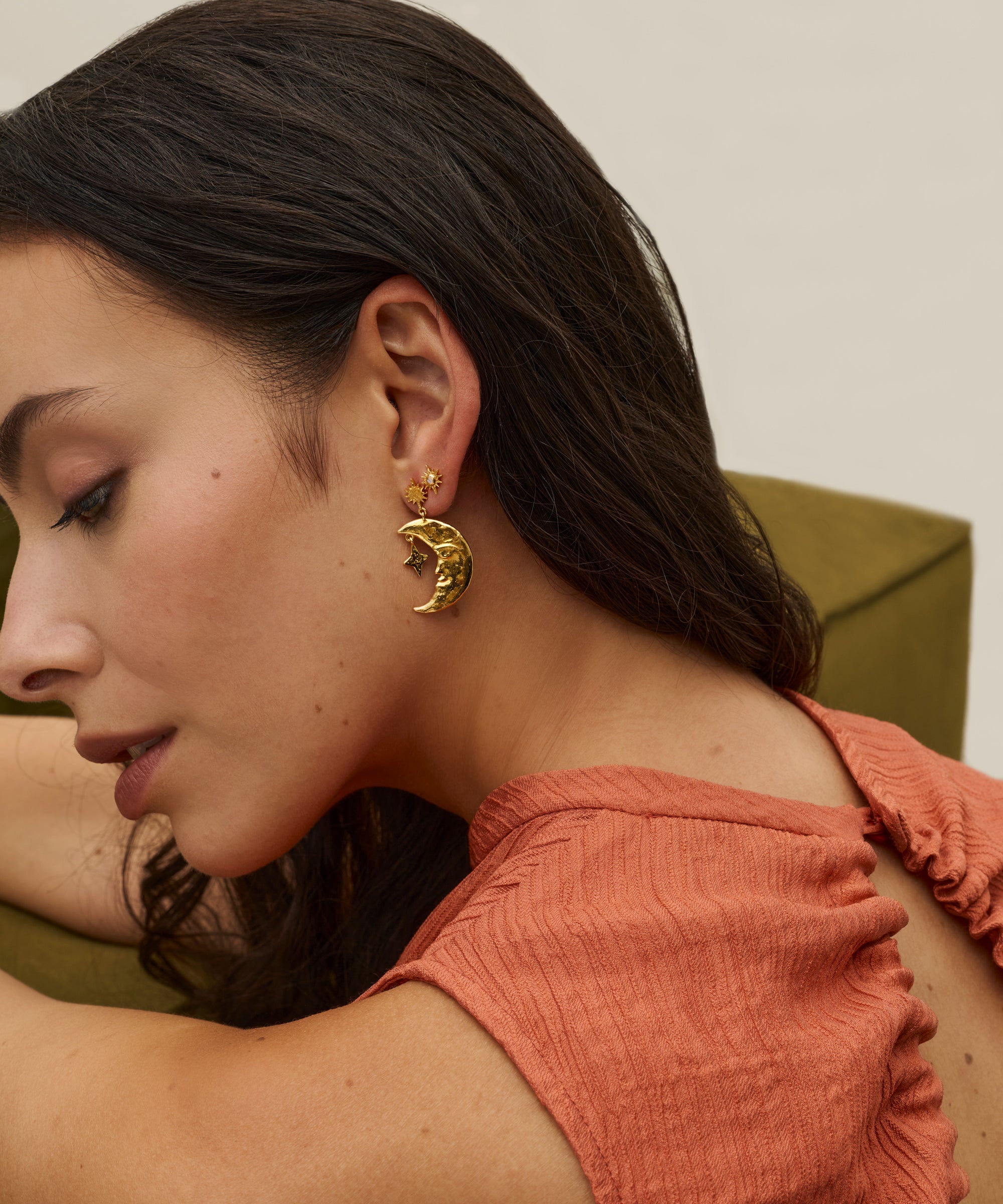 Crescent Moon Drop Earrings | Sustainable Jewellery by Ottoman Hands