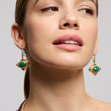 Raina Emerald and Pink Crystal Drop Earrings