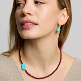 Felice Red Jade and Turquoise Beaded Necklace