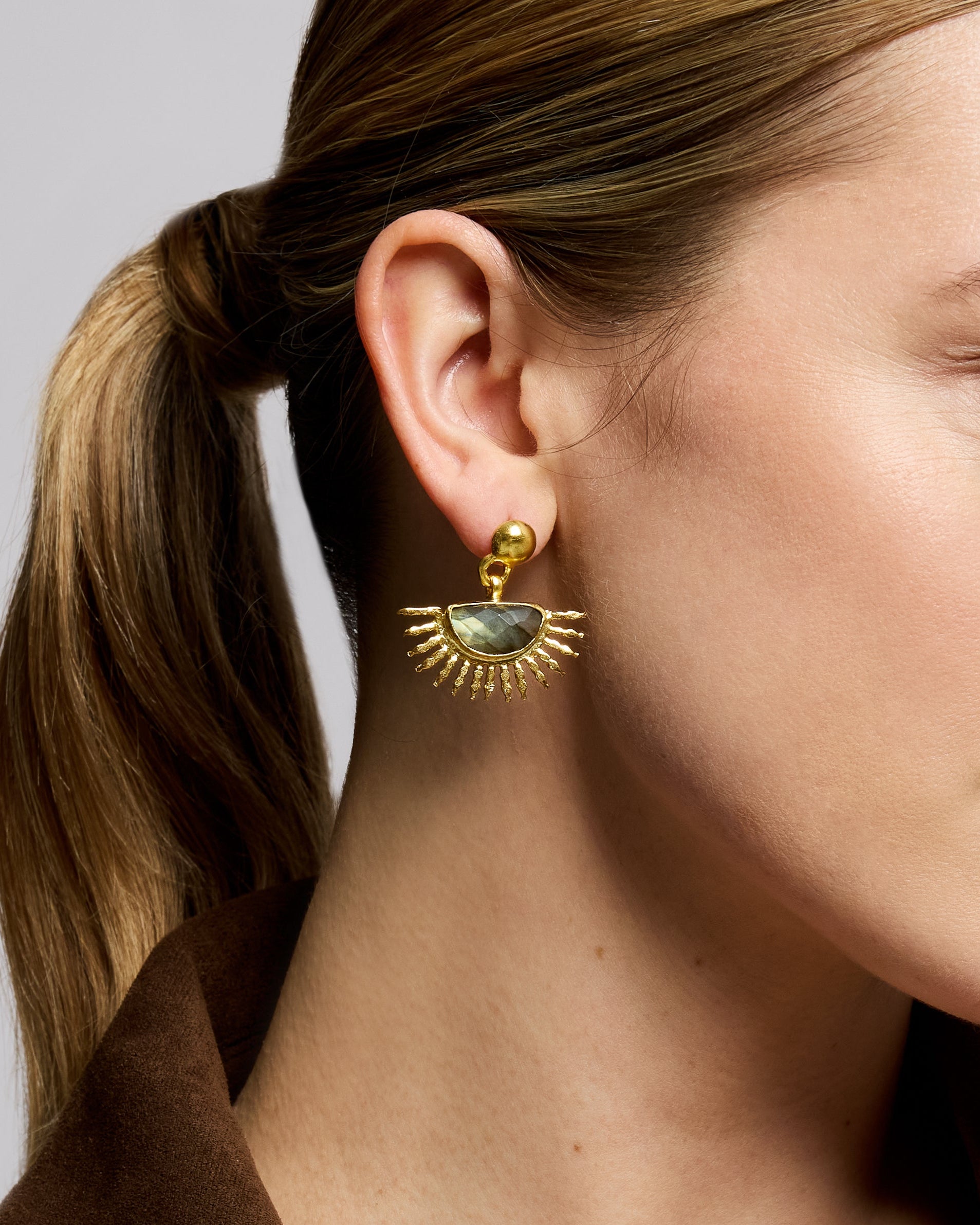 Sunrise Labradorite Drop Stud Earrings | Sustainable Jewellery by Ottoman Hands