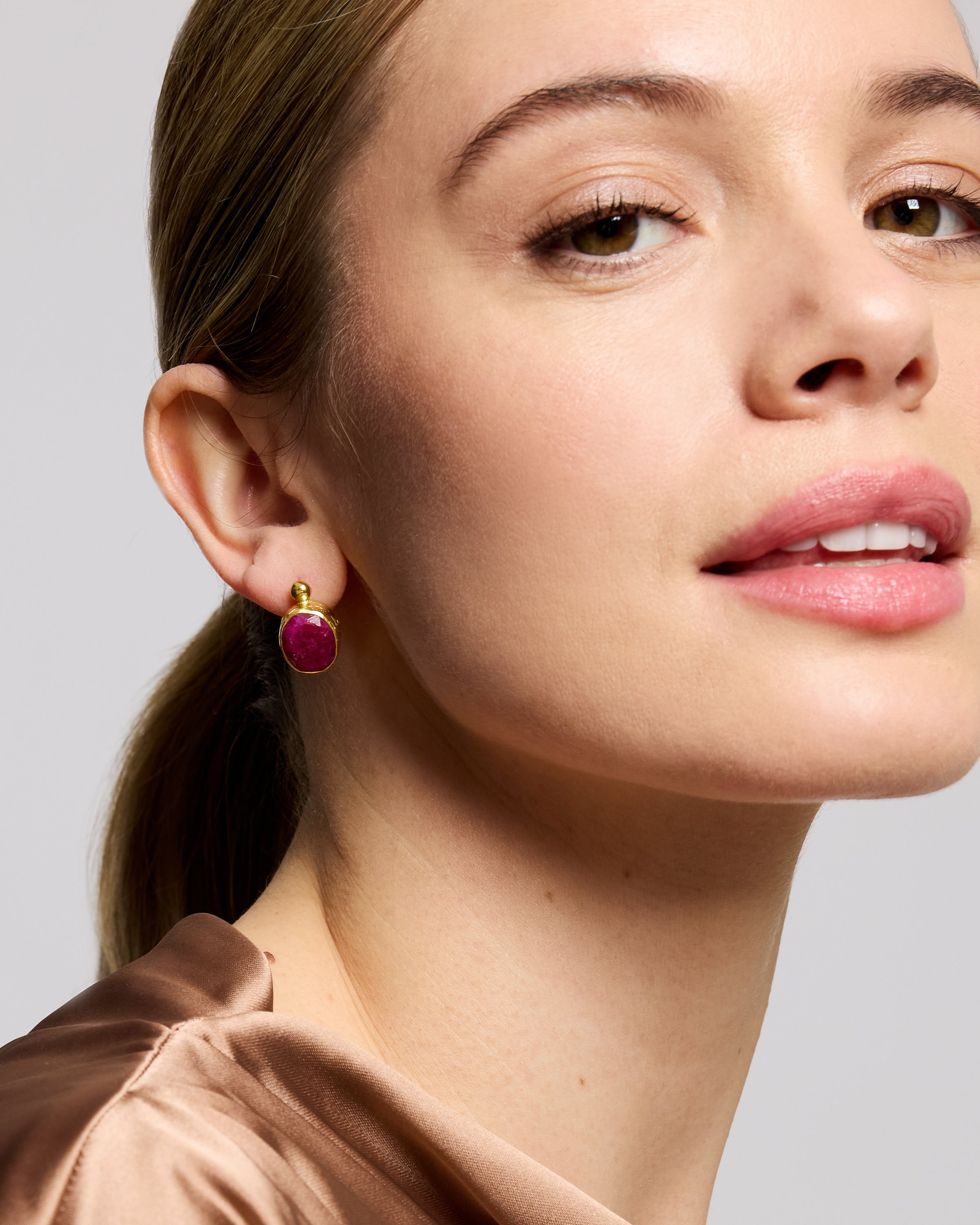 Siena Ruby Stud Earrings | Sustainable Jewellery by Ottoman Hands