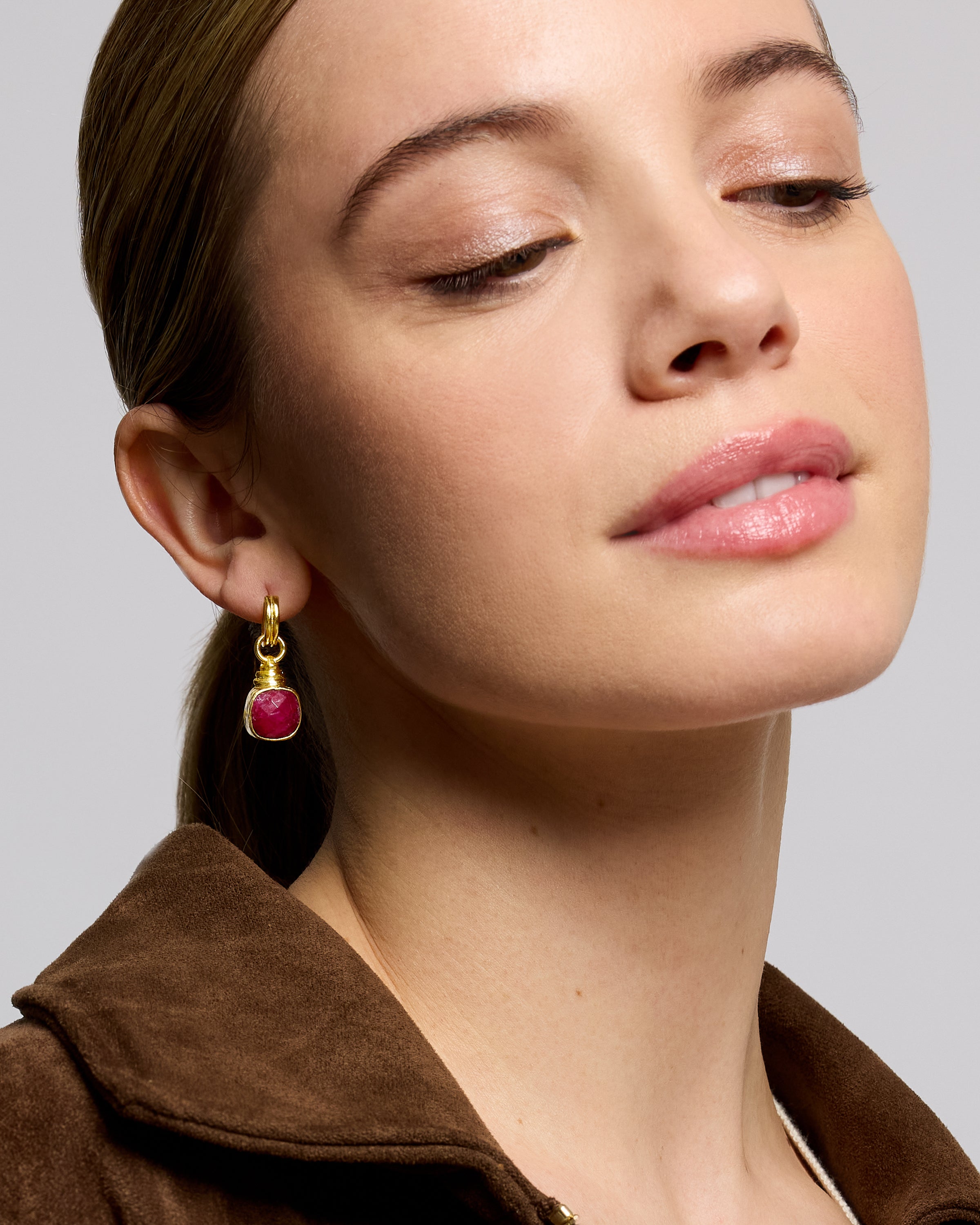 Eleanor Ruby Drop Stud Earrings | Sustainable Jewellery by Ottoman Hands