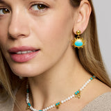 Amelie Pearl and Turquoise Beaded Necklace